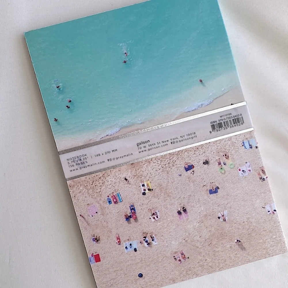 GRAY MALIN WAIKIKI BEACH PRINT LINED NOTEBOOK JOURNAL A5 Blue Tan 136 pages